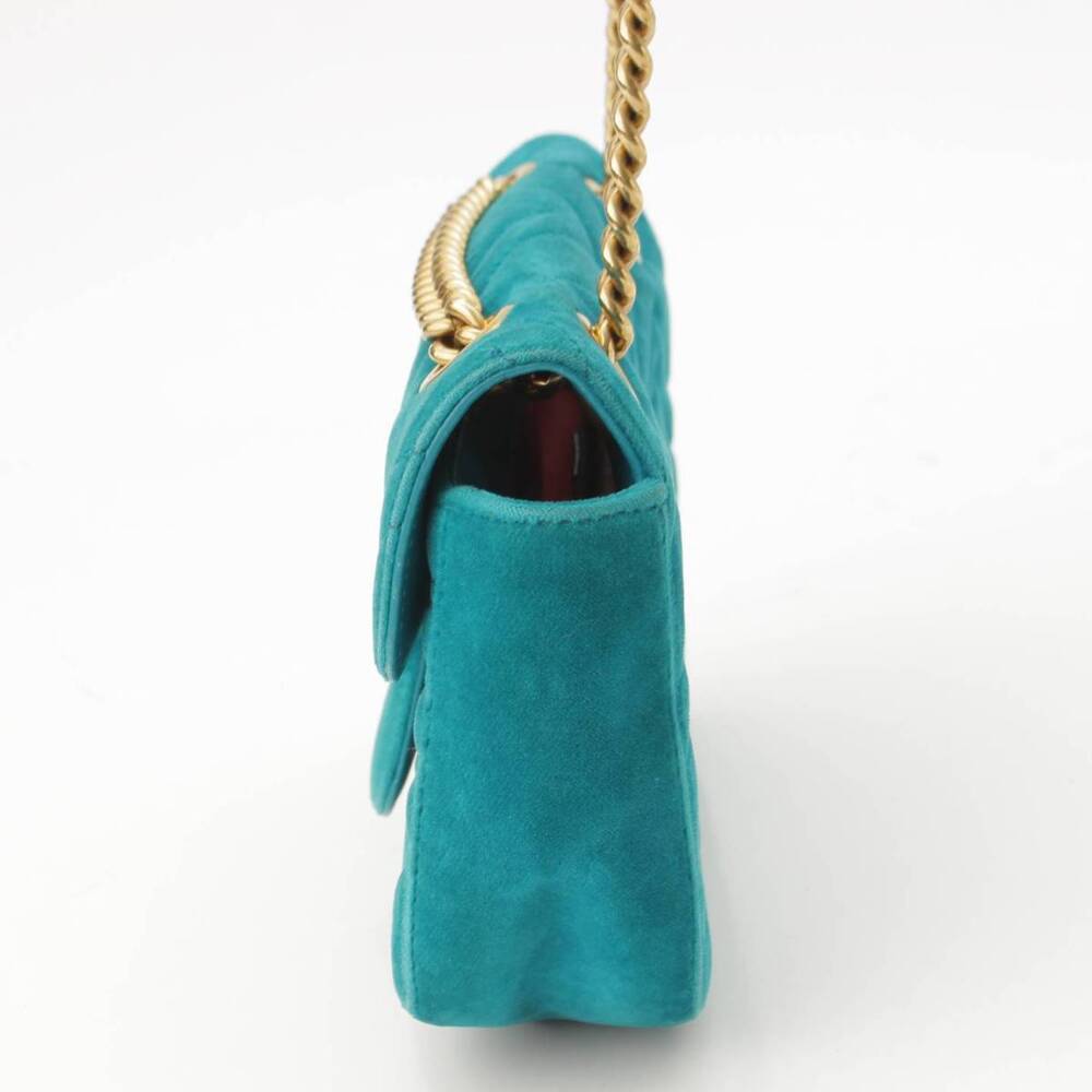 GucciGucci GG Marmont Velvet Chain Shoulder Bag Blue - Picture 3 of 8